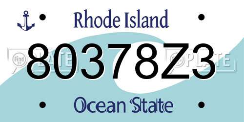 80378Z3 Rhode Island License Plate