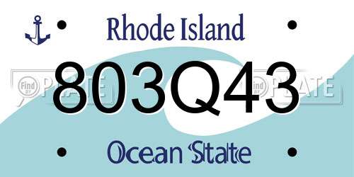 803Q43 Rhode Island License Plate