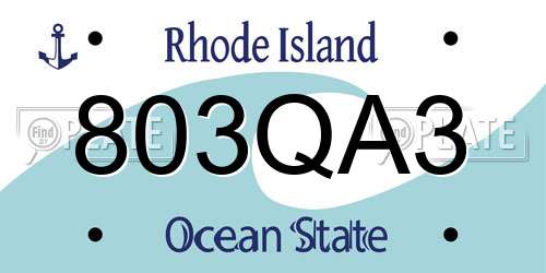 803QA3 Rhode Island License Plate