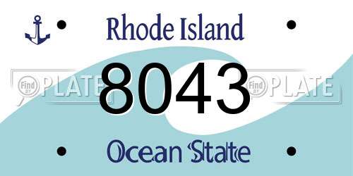 8043 Rhode Island License Plate