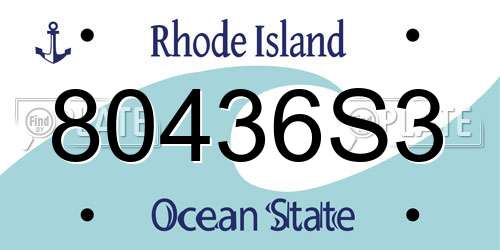 80436S3 Rhode Island License Plate