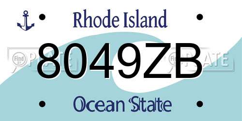 8049ZB Rhode Island License Plate