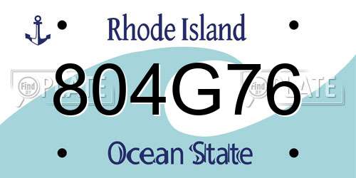 804G76 Rhode Island License Plate
