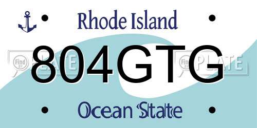 804GTG Rhode Island License Plate
