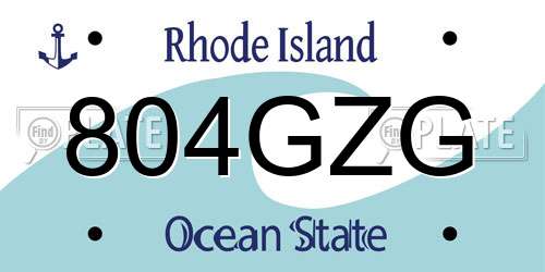 804GZG Rhode Island License Plate