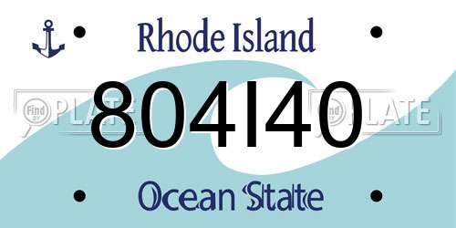 804I40 Rhode Island License Plate