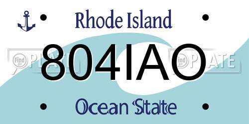 804IAO Rhode Island License Plate