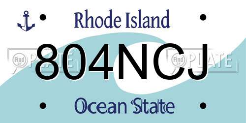 804NCJ Rhode Island License Plate