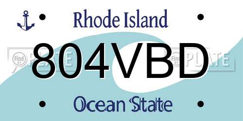804VBD Rhode Island License Plate