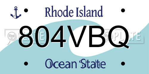 804VBQ Rhode Island License Plate