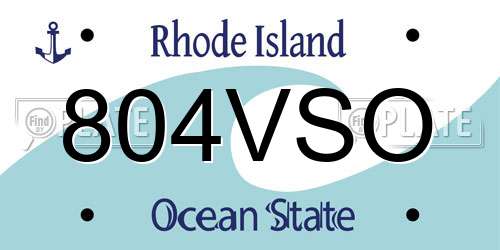 804VSO Rhode Island License Plate