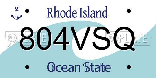 804VSQ Rhode Island License Plate