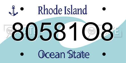 80581O8 Rhode Island License Plate