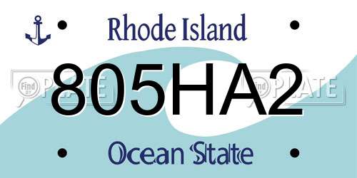 805HA2 Rhode Island License Plate