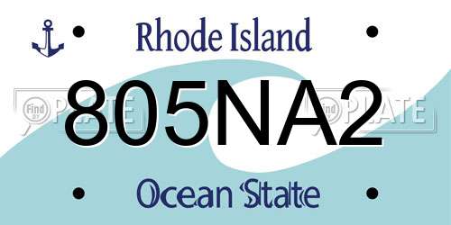 805NA2 Rhode Island License Plate