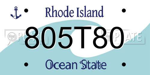 805T80 Rhode Island License Plate