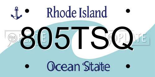 805TSQ Rhode Island License Plate