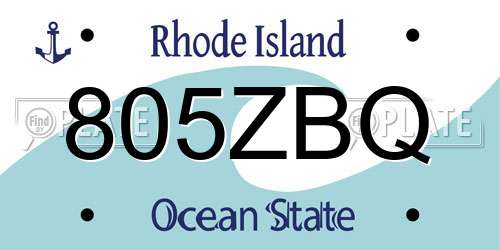 805ZBQ Rhode Island License Plate