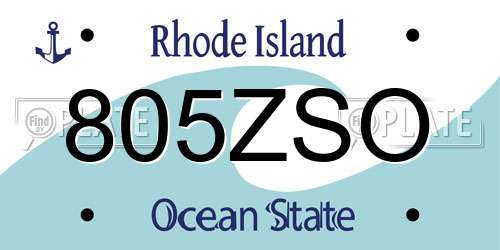 805ZSO Rhode Island License Plate