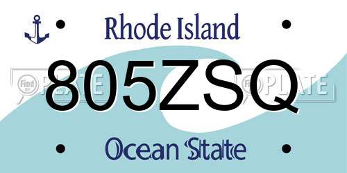 805ZSQ Rhode Island License Plate
