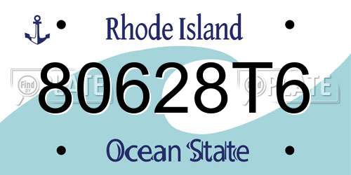 80628T6 Rhode Island License Plate