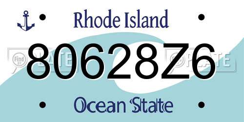 80628Z6 Rhode Island License Plate
