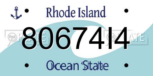 80674I4 Rhode Island License Plate