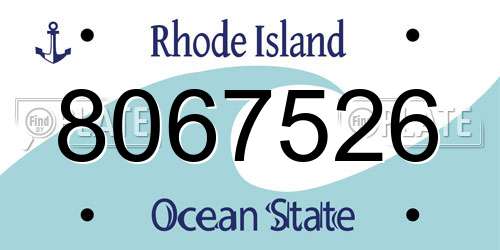 8067526 Rhode Island License Plate