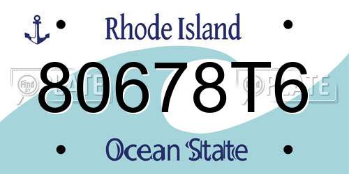 80678T6 Rhode Island License Plate