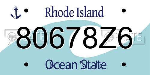 80678Z6 Rhode Island License Plate