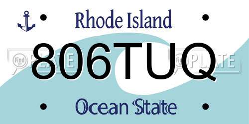 806TUQ Rhode Island License Plate