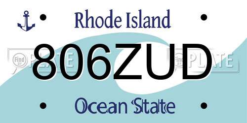 806ZUD Rhode Island License Plate