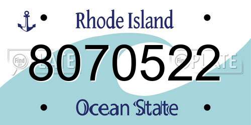 8070522 Rhode Island License Plate
