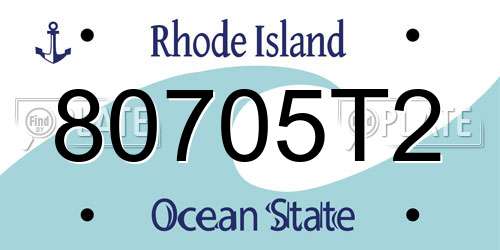 80705T2 Rhode Island License Plate