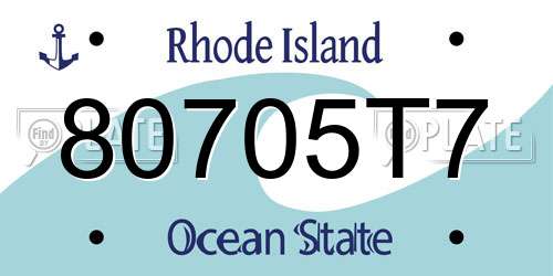 80705T7 Rhode Island License Plate
