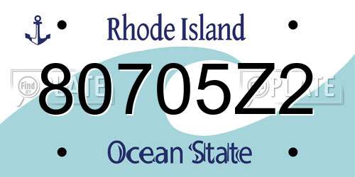 80705Z2 Rhode Island License Plate