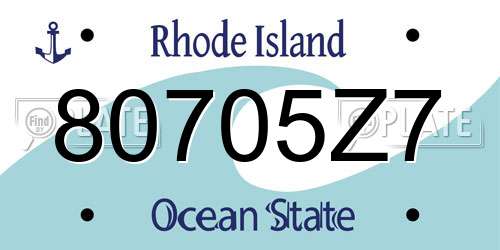 80705Z7 Rhode Island License Plate