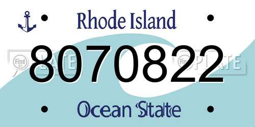 8070822 Rhode Island License Plate