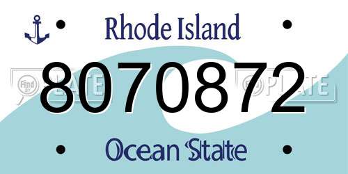 8070872 Rhode Island License Plate