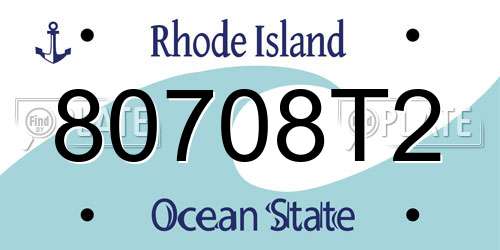 80708T2 Rhode Island License Plate