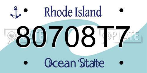 80708T7 Rhode Island License Plate