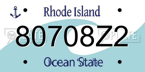 80708Z2 Rhode Island License Plate
