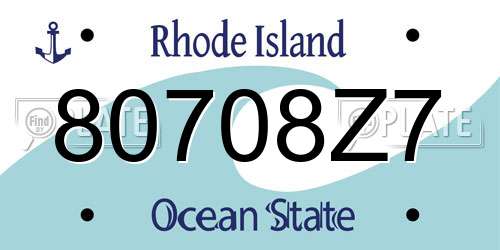 80708Z7 Rhode Island License Plate