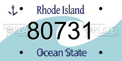 80731 Rhode Island License Plate