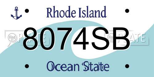 8074SB Rhode Island License Plate