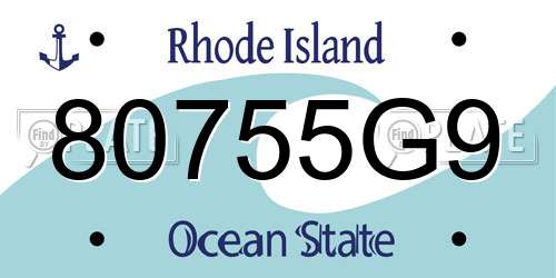 80755G9 Rhode Island License Plate