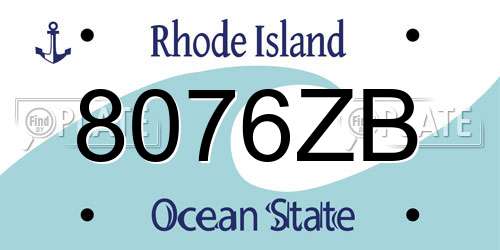 8076ZB Rhode Island License Plate