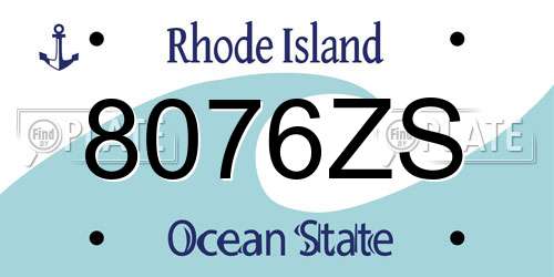 8076ZS Rhode Island License Plate
