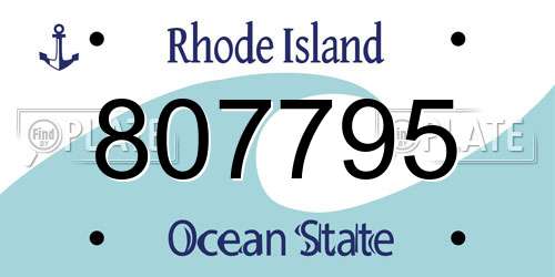 807795 Rhode Island License Plate