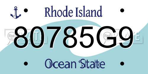 80785G9 Rhode Island License Plate